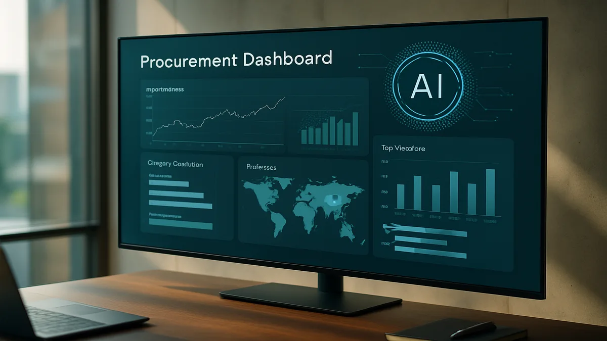 Dashboard showing AI-powered procurement analytics for hotel supply chain management