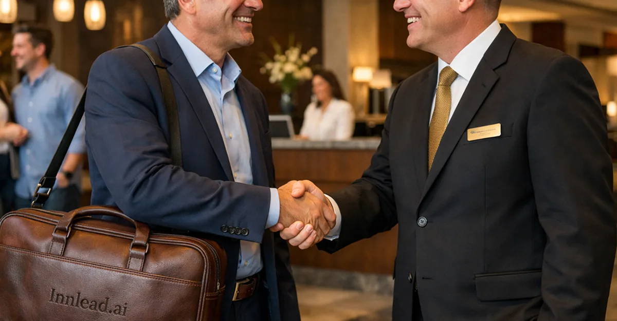 Professional leather shoulder bag representing premium hotel supply products in a B2B marketing context