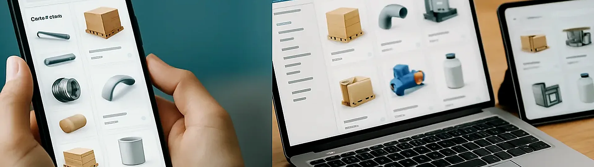 A laptop screen showing multiple B2B marketplace tabs open alongside a direct outreach dashboard with hotel buyer contacts